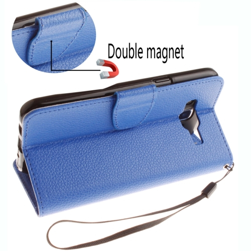 Samsung Galaxy J3 (2016) Nahkainen Suojakotelo, sininen