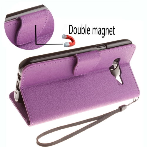 Samsung Galaxy J3 (2016) Nahkainen Suojakotelo (violetti)