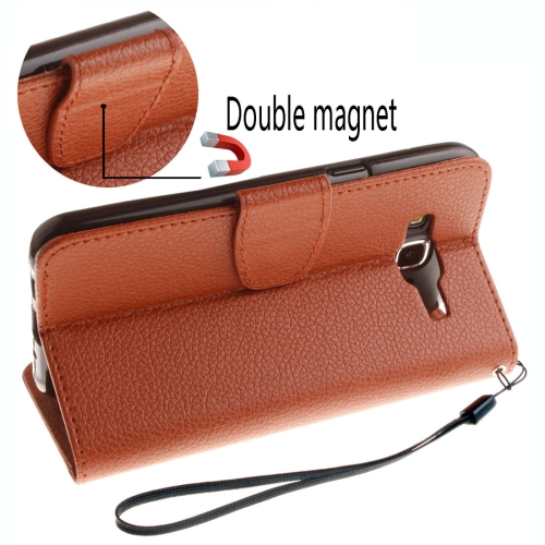 Samsung Galaxy J3 (2016) Nahkainen Suojakotelo (ruskea)