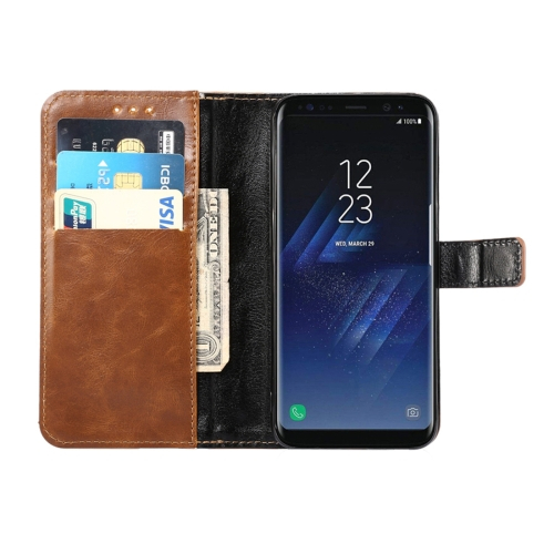 Nahkainen lompakko/suoja Samsung Galaxy S8 (ruskea)