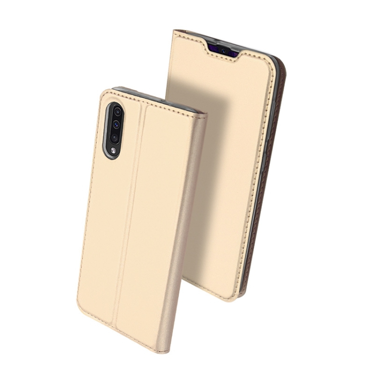 Samsung Galaxy A50 nahkainen suojakotelo (kulta)