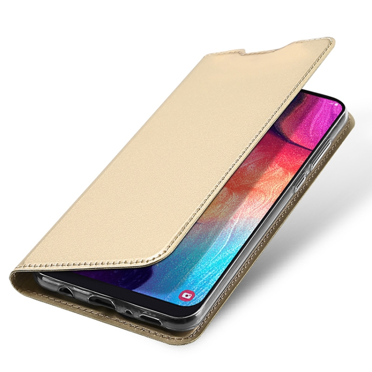 Samsung Galaxy A50 nahkainen suojakotelo (kulta)