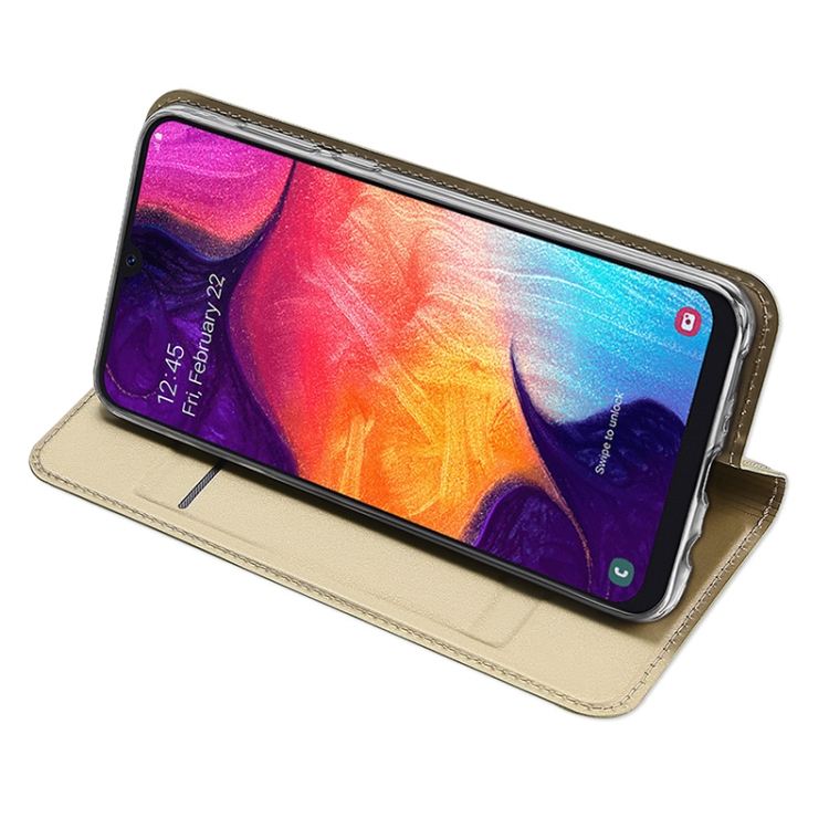 Samsung Galaxy A50 nahkainen suojakotelo (kulta)