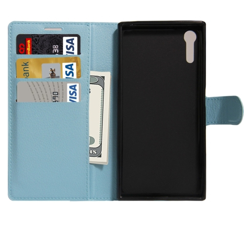 Sony Xperia XZ nahkainen suojakotelo luottokorttipaikalla (sininen)