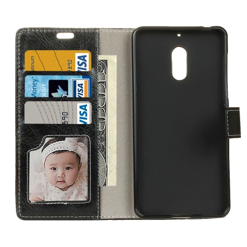 Nahkainen lompakko/suoja Nokia 6 (musta)