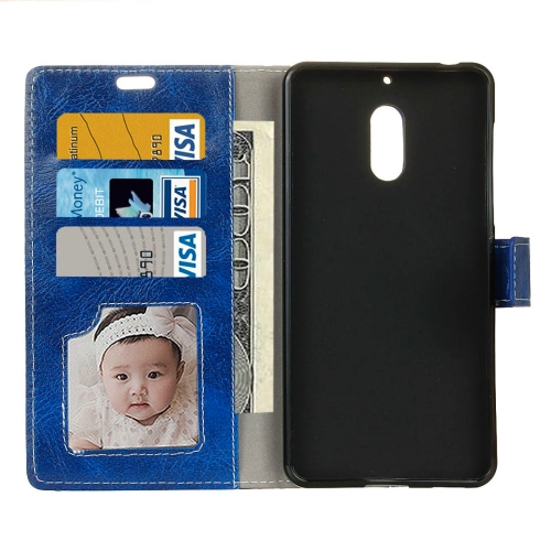 Nahkainen lompakko/suoja Nokia 6 (sininen)