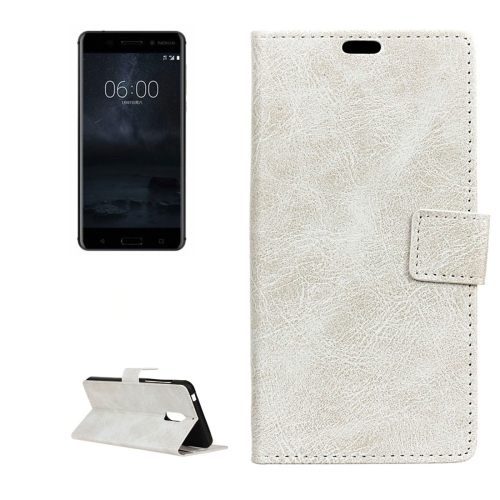 Nahkainen lompakko/suoja Nokia 6 (valkoinen)