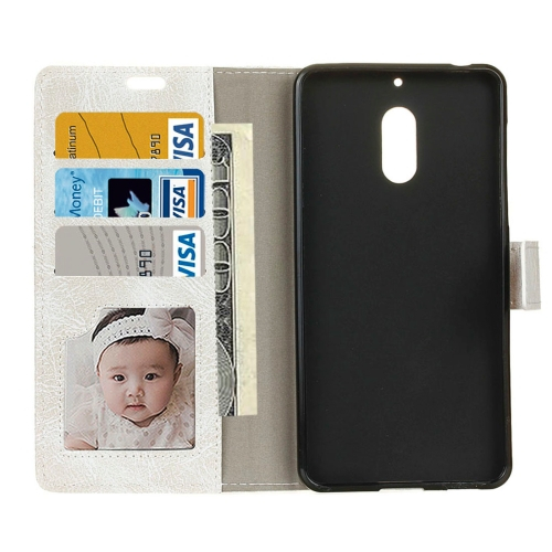 Nahkainen lompakko/suoja Nokia 6 (valkoinen)