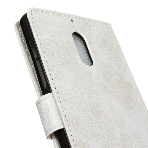 Nahkainen lompakko/suoja Nokia 6 (valkoinen)