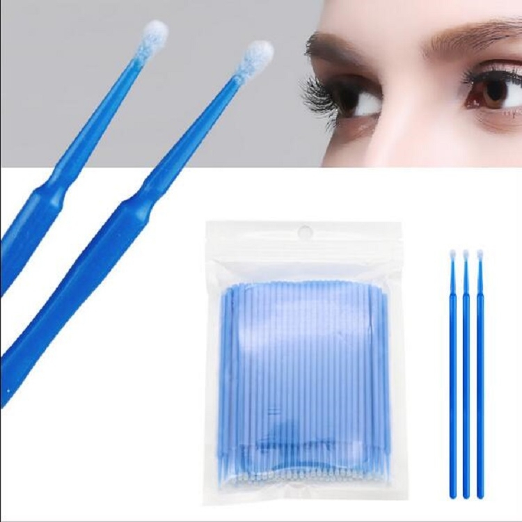 100 kpl kertakäyttöisiä ripsien puhdistustikkuja, vaaleansininen
