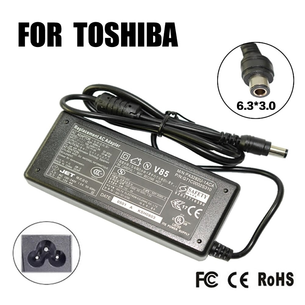 TOSHIBA yhteensopiva virtalähde / laturi, 15V 4A 60W, 6.3 x 3.0 mm liitin