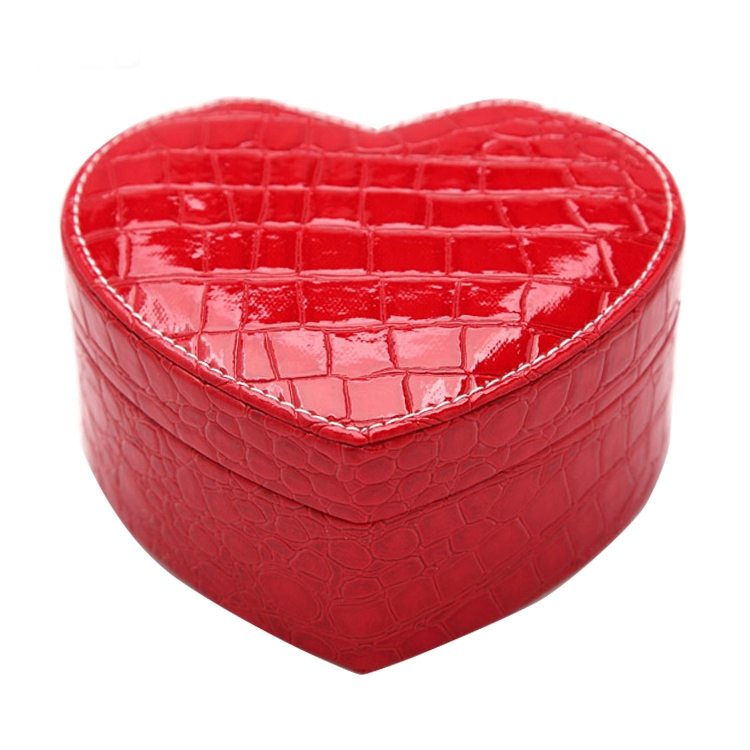 Kaksitasoinen peilattu sydämenmuotoinen korujen säilytyslaatikko (Punainen)