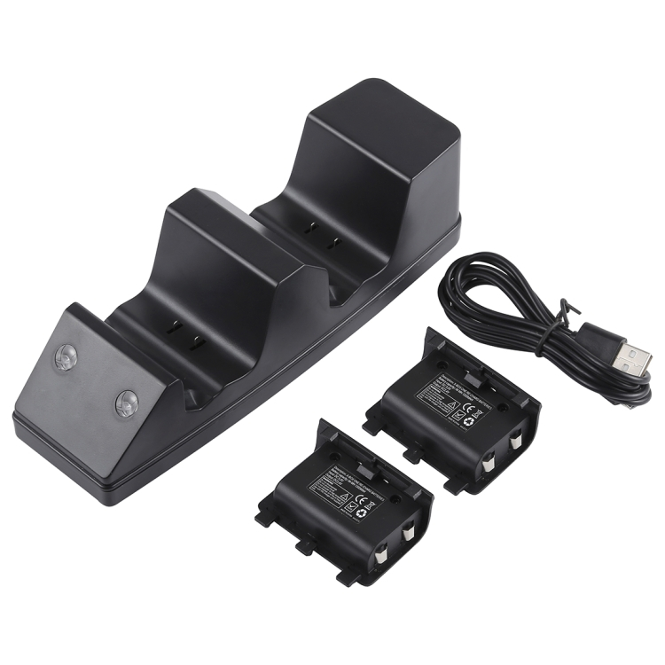 Xbox One Dual USB latausasema 2 x 1200mAh akulla (Musta)