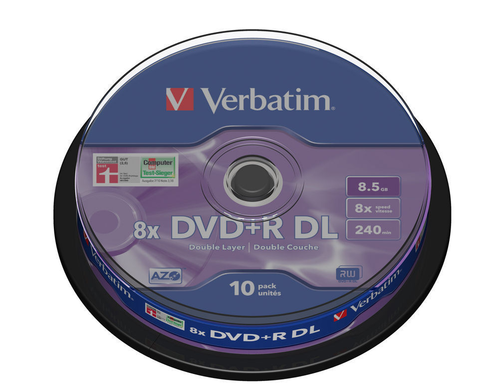 Verbatim DVD+R Double Layer 8.5Gt Matt Silver 8x, 10 kpl spindle 