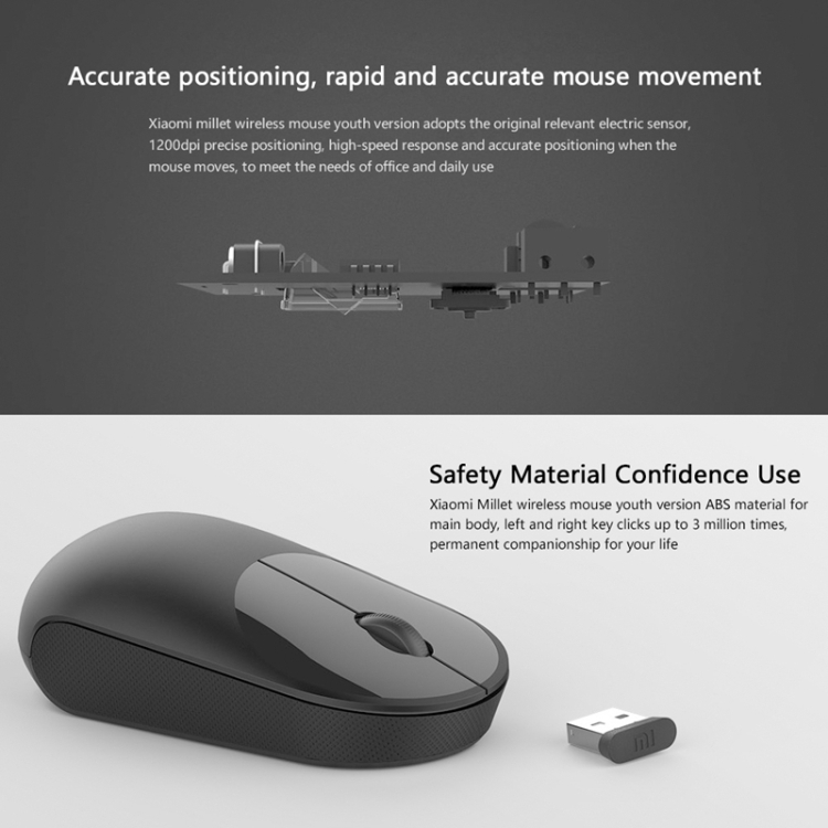 Xiaomi Youth Edition 2.4GHz 1200DPI langaton hiiri (Musta)