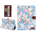 Flowers Pattern Horizontal Flip Leather Case with Card Slot & Wallet & Holder for Samsung Galaxy Tab S 10.5 / T800(Blue)