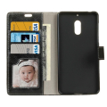Nahkainen lompakko/suoja Nokia 6 (musta)