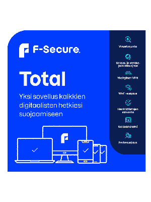 F-Secure Total Tietoturva ja VPN lisenssi, 5 laitteelle / 24 kk