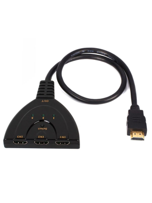 HDMI-jakaja, HDMI-uros ->3 x HDMI ‐naaras, full HD,  0.3 m