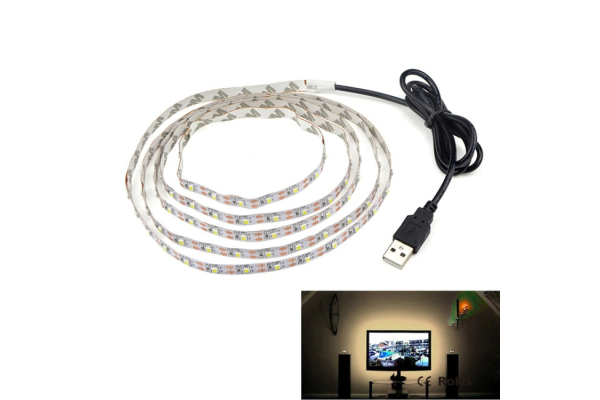 LED-valonauha television, USB, 5 m, lämmin valkoinen