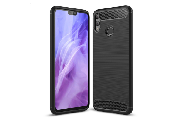 Honor 8X iskunkestävä TPU-suojakotelo, harjattu hiilikuitu (Musta)