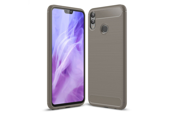 Honor 8X iskunkestävä TPU-suojakotelo, harjattu hiilikuitu (Harmaa)