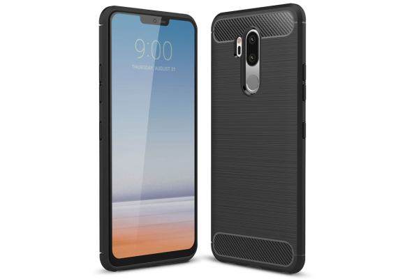 LG G7 ThinQ TPU-suojakuori, harjattu hiilikuitu (Musta)