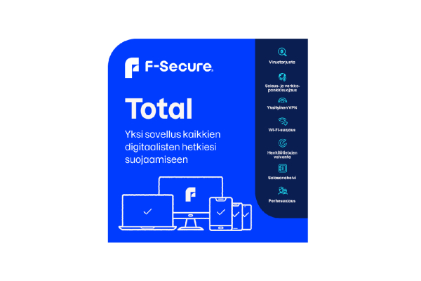 F-Secure Total Tietoturva ja VPN lisenssi, 3 laitteelle / 24 kk