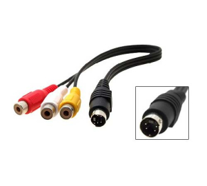 MiniDIN (S-Video) uros - 3xRCA naaras multimedia-adapteri