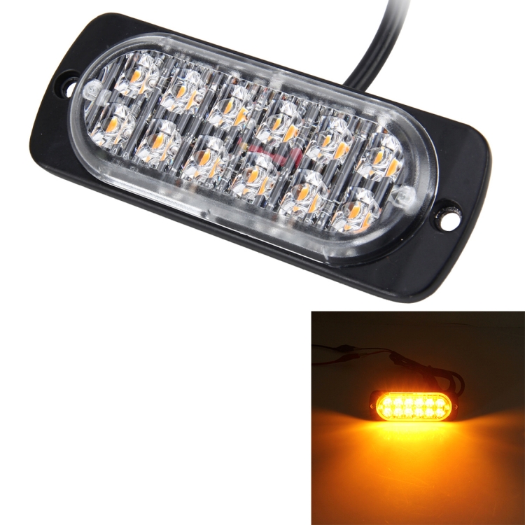 DC 12V-24V 6W 12xLED SMD-2835 17 flash-kuvio, 3 riviä, auton varoitusvalo (Kullanruskea)