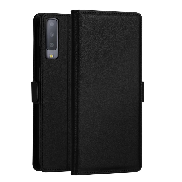 Samsung Galaxy A7 (2018) nahkainen suojakotelo (Musta)