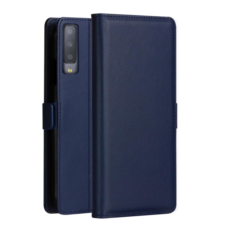 Samsung Galaxy A7 (2018) nahkainen suojakotelo (Sininen)