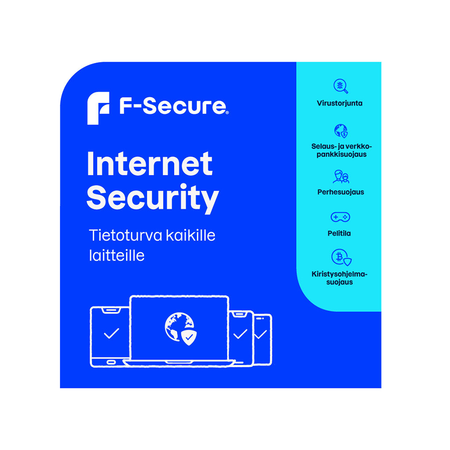F-Secure Internet security 3 laitteelle 1 vuosi - Aktivointikoodi sähköpostitse