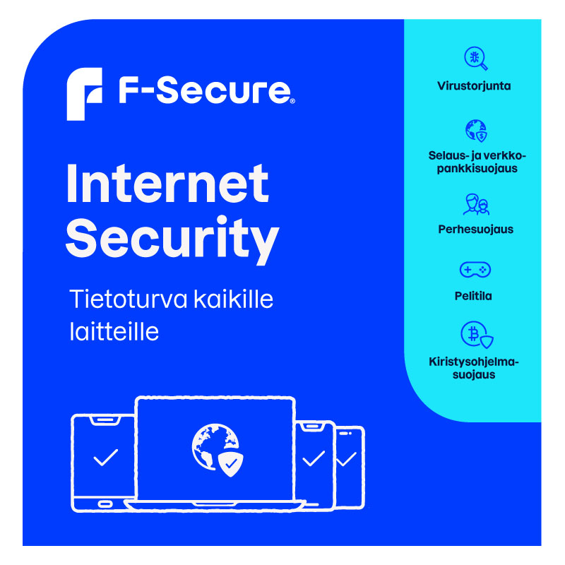 F-Secure Internet Security - 3 laitteelle vuodeksi - Aktivointikoodi sähköpostitse