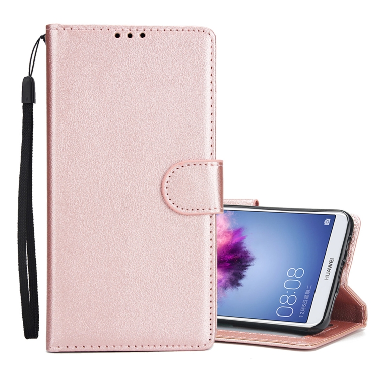 Huawei P Smart nahkainen suojakotelo (ruusukulta)