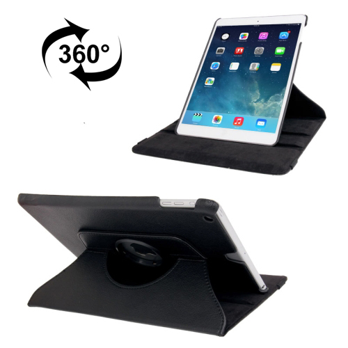 iPad Air Nahkainen suojakotelo kääntyvällä seisontatuella (musta)