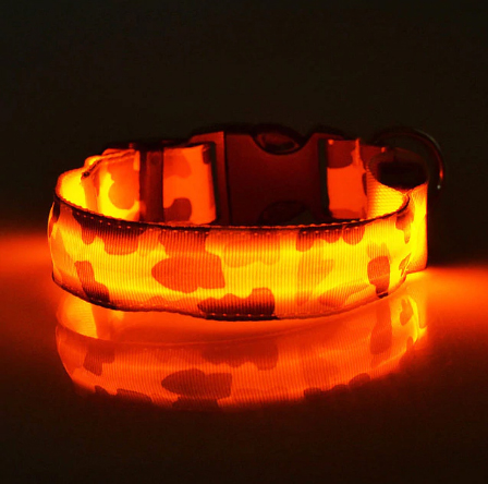 Säädettävä LED koiranpanta, keltainen, L