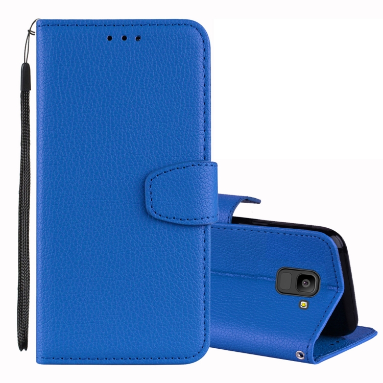 Samsung Galaxy J6 (2018) nahkainen kotelo (Sininen)