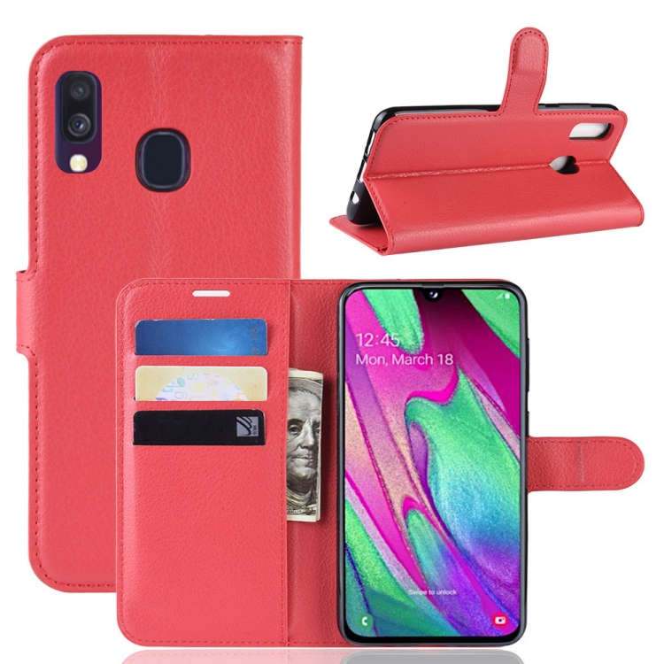 Samsung Galaxy A40 nahkainen kotelo (punainen)