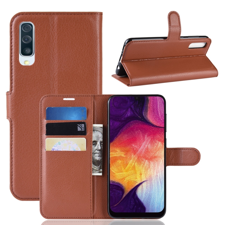Samsung Galaxy A50 nahkainen suojakotelo (ruskea)