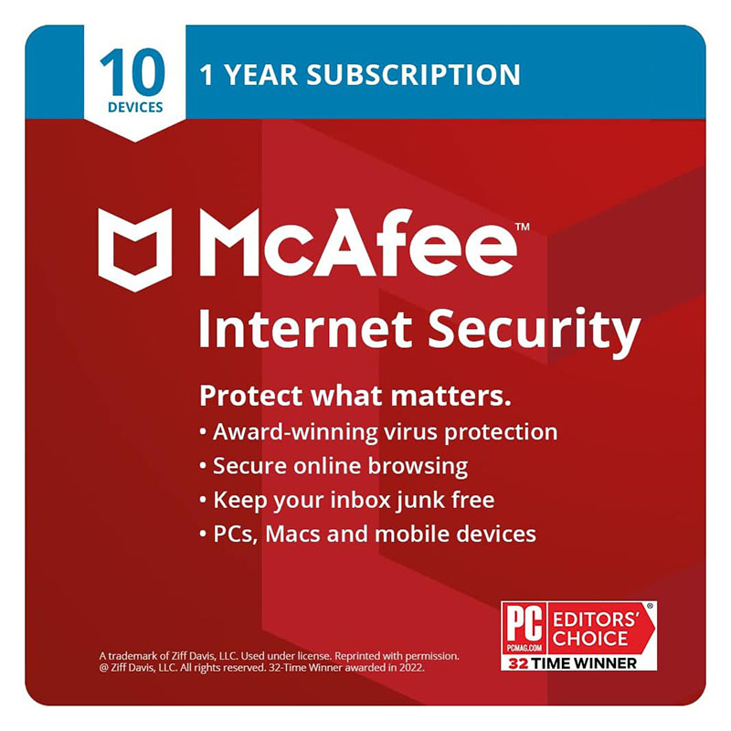 McAfee Internet Security, 1 vuosi 10 laitetta - sähköinen lisenssi