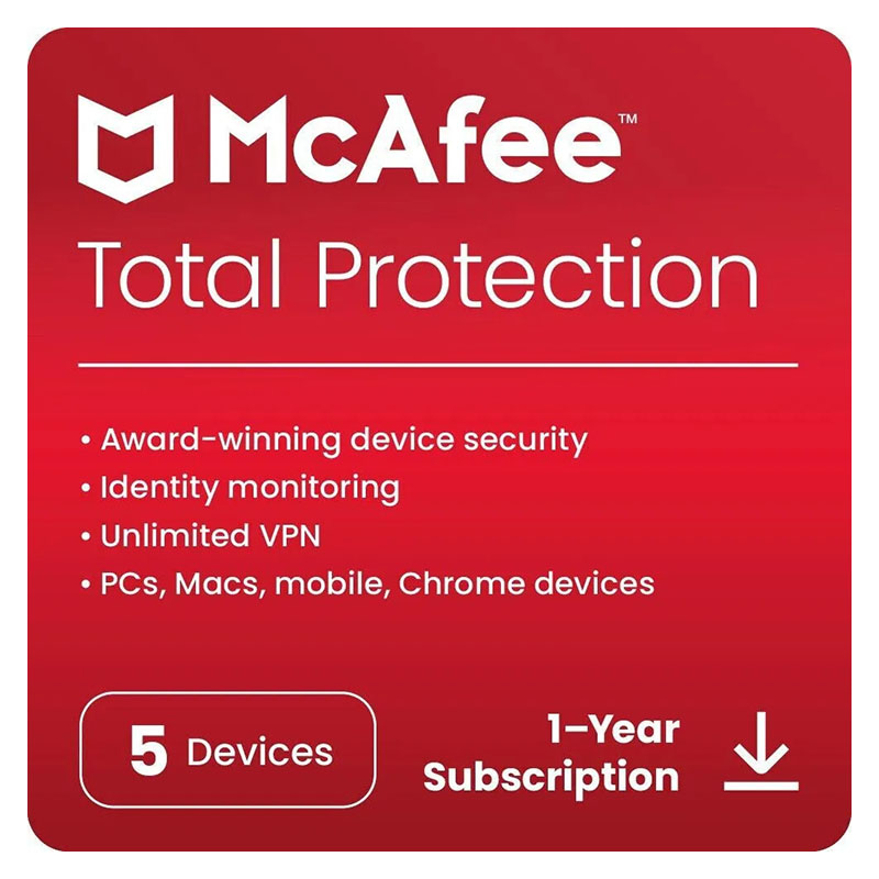 McAfee Total Protection 1 vuosi 5 laitetta, sähköinen lisenssi