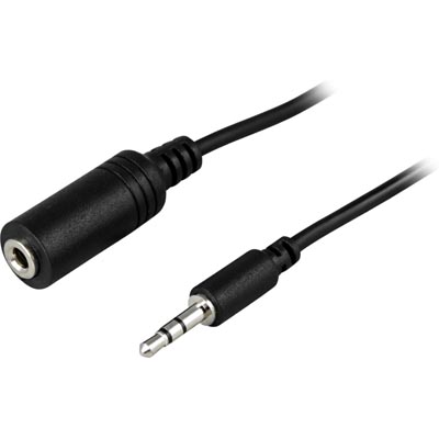 Äänikaapeli, 3,5mm stereo uros - naaras, musta, 1.5m