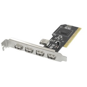 USB 2.0 5-porttinen lisäkortti PCI-väylään