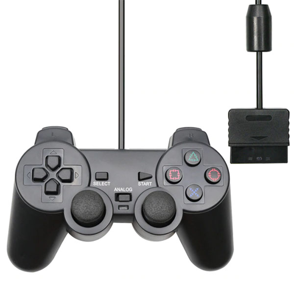 Langallinen PS2-ohjain PlayStation 2:lle - Musta