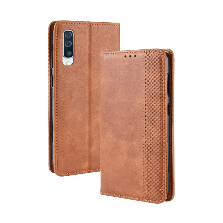 Samsung Galaxy A70 nahkainen suojakotelo (vaaleanruskealle)