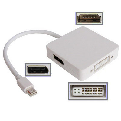 Mini DisplayPort - DisplayPort / HDMI / DVI-D (24 + 5) -adapteri, 15 cm