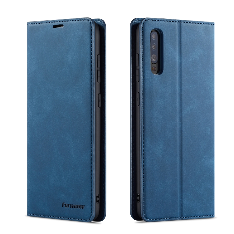 Samsung Galaxy A50 nahkainen kotelo (sininen)