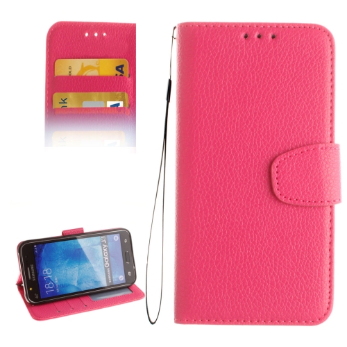 Samsung Galaxy J3 (2016) Nahkainen Suojakotelo (magenta)