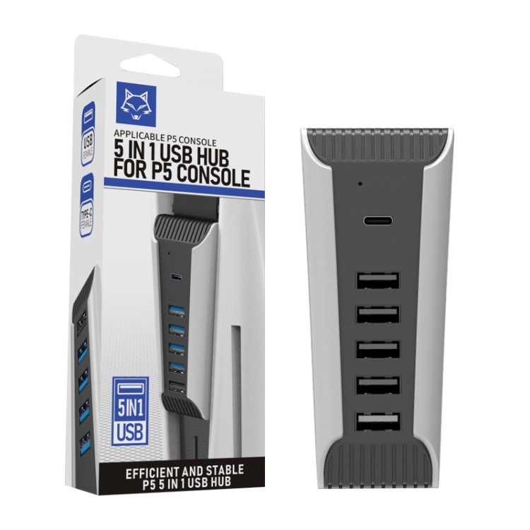 PS5 Pro – 5-porttinen USB-jakaja ja USB-laajennin